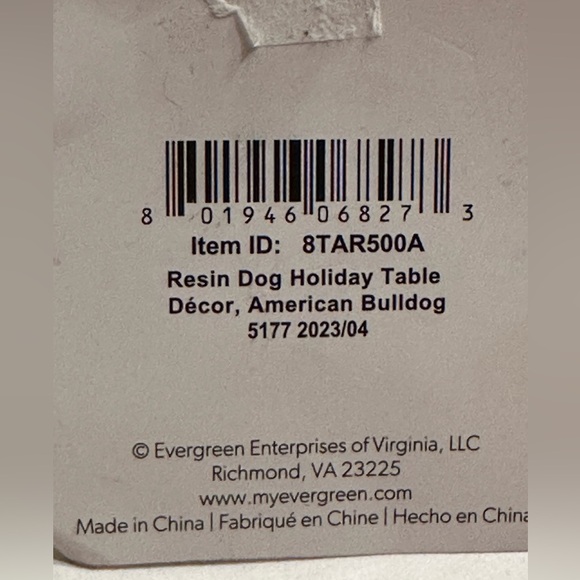 American Bulldog Resin Dog Holiday Christmas Figurine Black and White with Tag - Picture 6 of 7